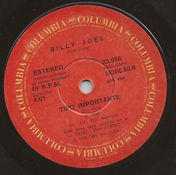 Billy Joel — Un Tipo Importante = Big Shot / Hasta La Noche = Until The Night