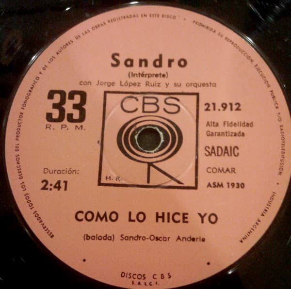 Sandro — Como Lo Hice Yo / Una Muchacha Y Una Guitarra