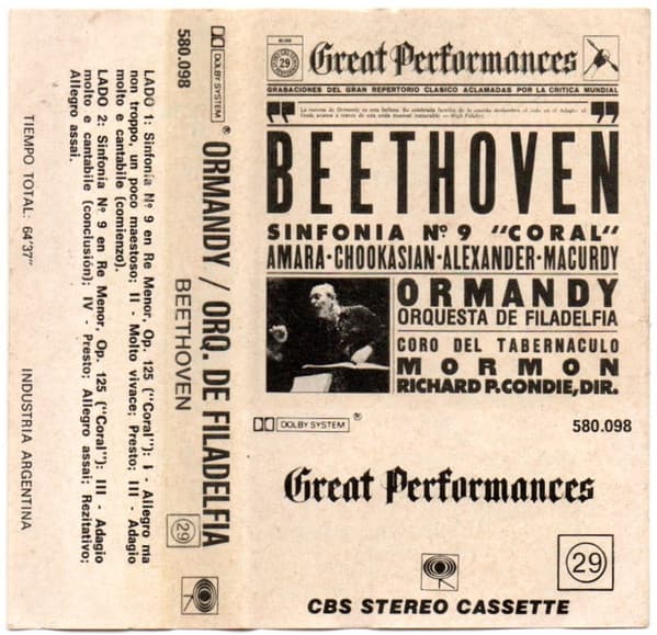Beethoven & Amara & Chookasian & Alexander & Macurdy & Orquesta De Filadelfia & Coro Del Tabernaculo Mormon & Richard P.Condie — Sinfonia No. 9 "Coral" = Beethoven's 9th Symphony ("Choral")