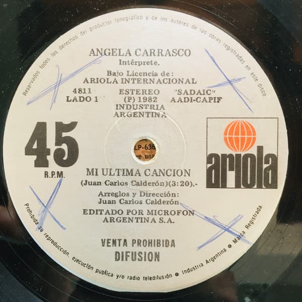 Angela Carrasco — Mi Ultima Cancion / Tan Solo Amor
