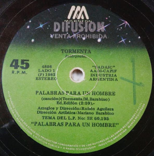 Tormenta — Palabras Para Un Hombre / Vuelan Golondrinas Hacia El Mar
