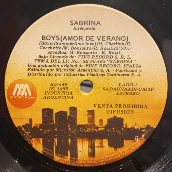 Sabrina — Boys (Amor De Verano) = Boys (Summertime Love) / Preparate (Holiday Rock) = Get Ready (Holiday Rock)