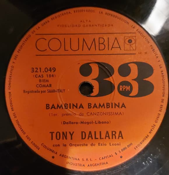 Tony Dallara — Bambina Bambina / No Se Decir