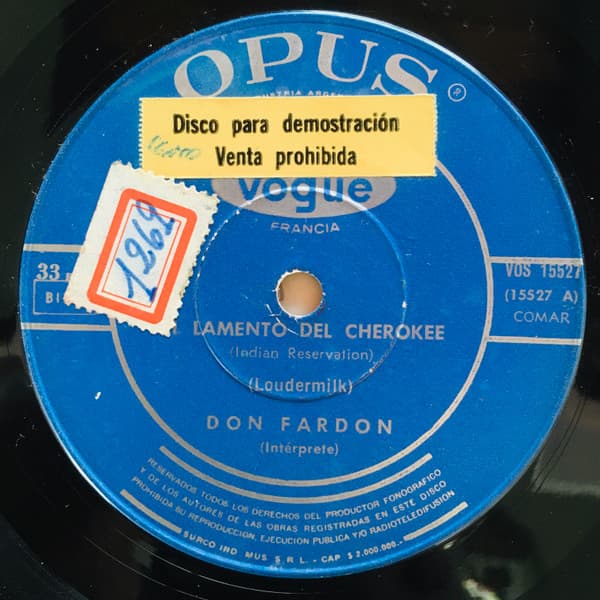 Don Fardon — Lamento Del Cherokee (Indian Reservation) / Sala Para Soñar (Dreaming Room)