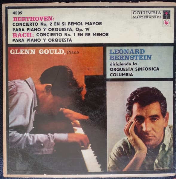 Glenn Gould & Leonard Bernstein & Orquesta Sinfonica Columbia & Beethoven & Bach — Concierto No. 2 En Si Bemol Mayor Para Piano Y Orquesta, Op. 19 / Concierto No. 1 En Re Menor Para Piano Y Orquesta