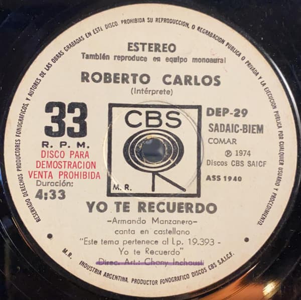 Roberto Carlos — Yo Te Recuerdo / Yo Te Recuerdo