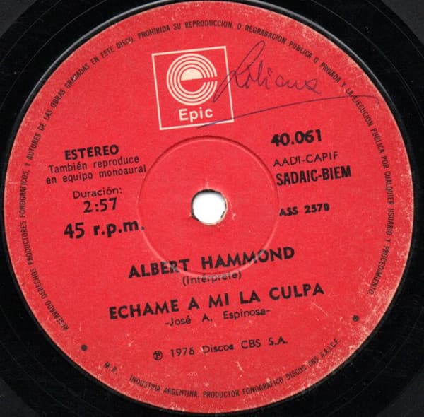 Albert Hammond — Echame A Mi La Culpa