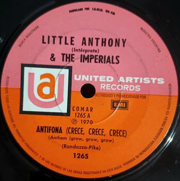 Little Anthony & The Imperials — Antifona (Crece, Crece, Crece) = Anthem (Grow, Grow, Grow) / Adios, Buenos tiempos = Goodbye Goodtimes