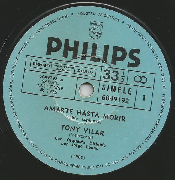 Tony Vilar — Amarte Hasta Morir / Nuestra Rutina