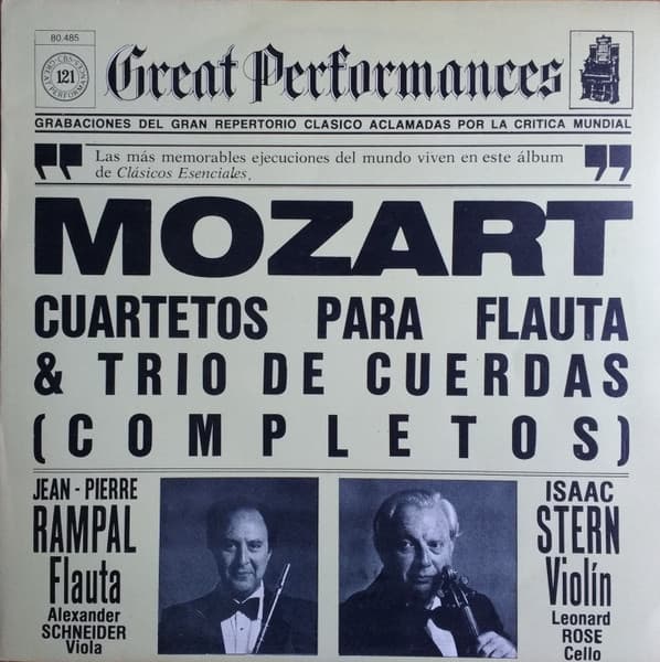 Mozart & Jean-Pierre Rampal & Isaac Stern & Alexander Schneider & Leonard Rose — Cuartetos Para Flauta & Trio De Cuerdas (Completos)