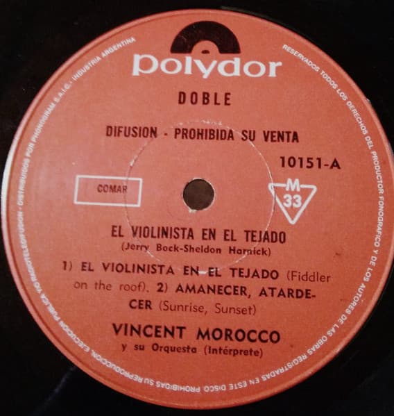 Vincent Morocco Y Su Orquesta — El Violinista En El Tejado (Fiddler On The Roof)