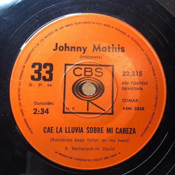 Johnny Mathis — Cae La Lluvia Sobre Mi Cabeza / Retazos = Raindrops Keep Falling On My Head / Odds And Ends