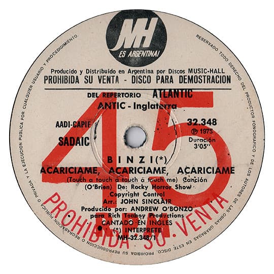 Binzi — Acariciame, Acariciame, Acariciame, (Touch-A Touch-A Touch Me) De Rocky Horror Show