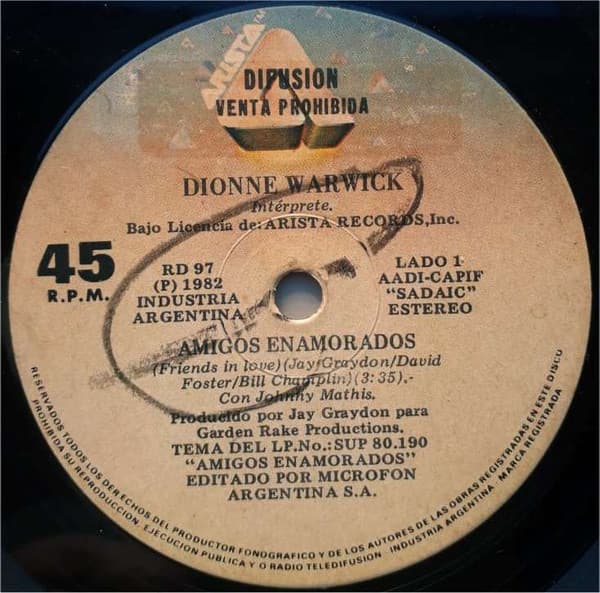 Dionne Warwick — Amigos Enamorados / Estás Donde Quiero Que Estés
