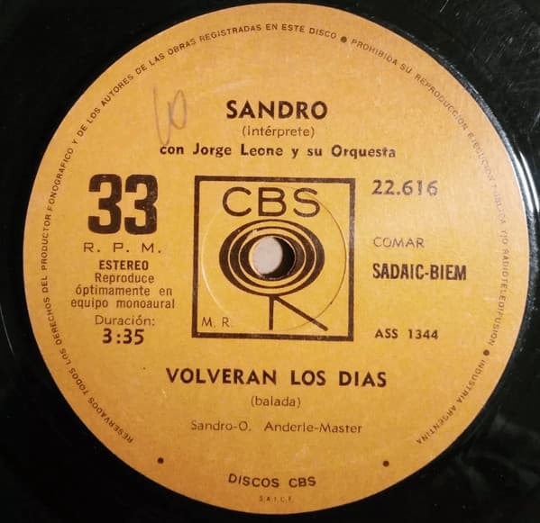 Sandro — Volverán Los Días / Voy A Pasarme La Noche