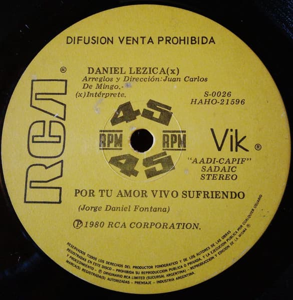 Daniel Lezica — Dame Amor Nada Mas / Por Tu Amor Vivo Sufriendo