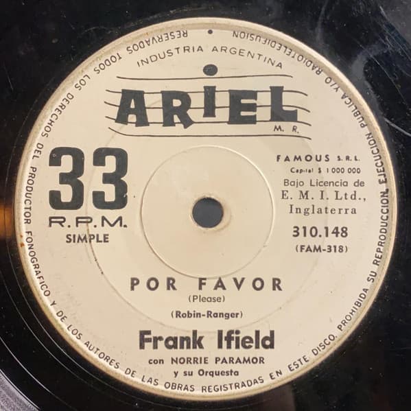 Frank Ifield & Norrie Paramor And His Orchestra — Por Favor / Jinetes En El Cielo