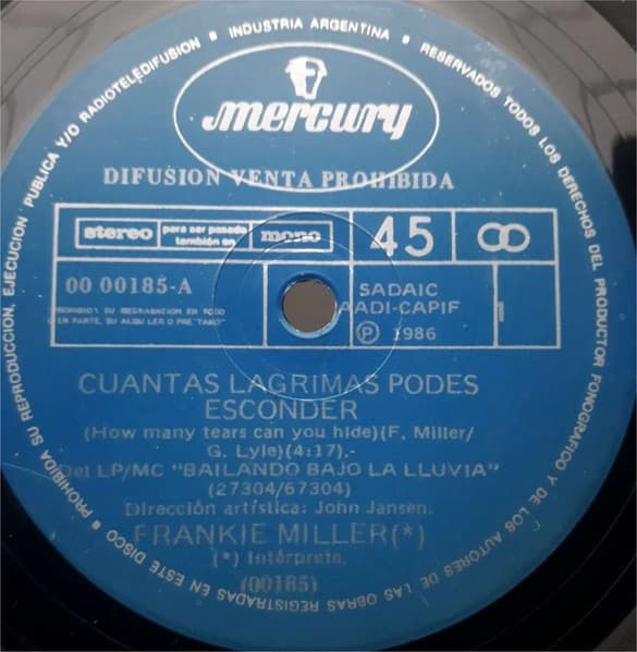 Frankie Miller — Cuántas Lágrimas Podés Esconder / Sos Indescifrable