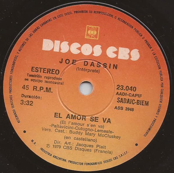 Joe Dassin — El Amor Se Va = Et L'amour S'en Va
