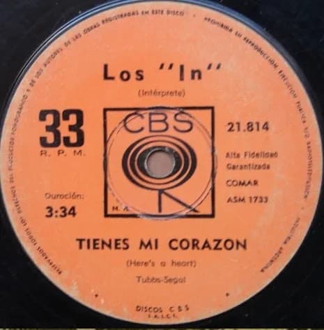 Los "In" — Tienes Mi Corazon / No Puedo Quitar Mis Ojos De Ti