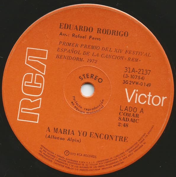 Eduardo Rodrigo — A María Yo Encontré / Fortuna De Pobre