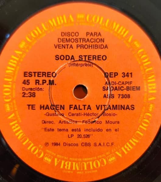 Soda Stereo — Te Hacen Falta Vitaminas / Por Que No Puedo Ser Del Jet-Set?