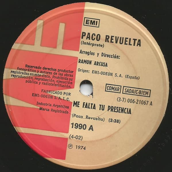 Paco Revuelta — Me Falta Tu Presencia / Se Está Quemando Mi Casa