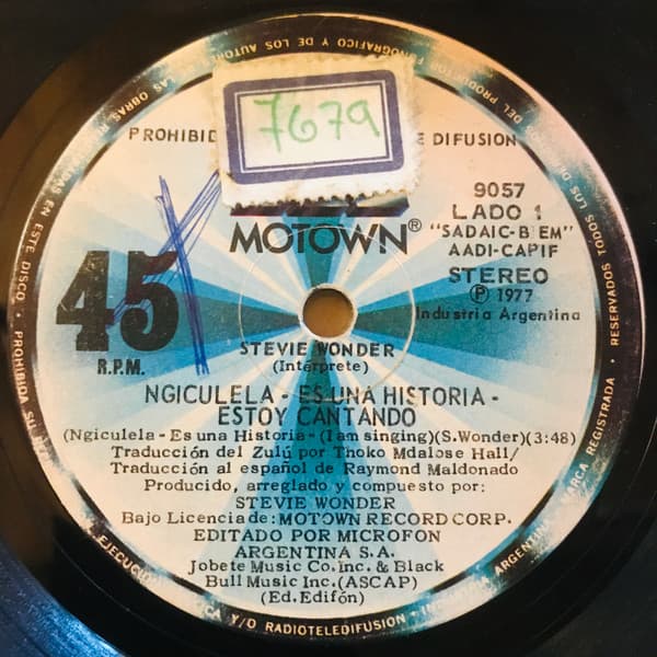 Stevie Wonder — Ngiculela - Es Una Historia - Estoy Cantando = I'm Singing / Contusion