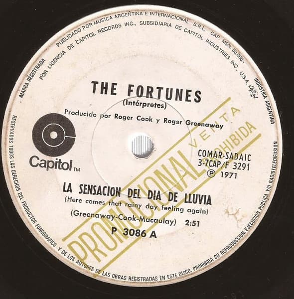 The Fortunes — La Sensación Del Dia De Lluvia = Here Comes That Rainy Day Feeling Again