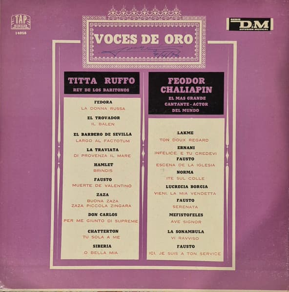 Titta Ruffo & Feodor Chaliapin — Rey De Los Barítonos / El Más Grande Actor-Cantante Del Mundo