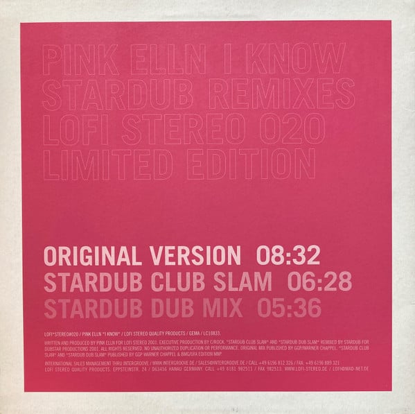 Pink Elln – I Know (Stardub Remixes)