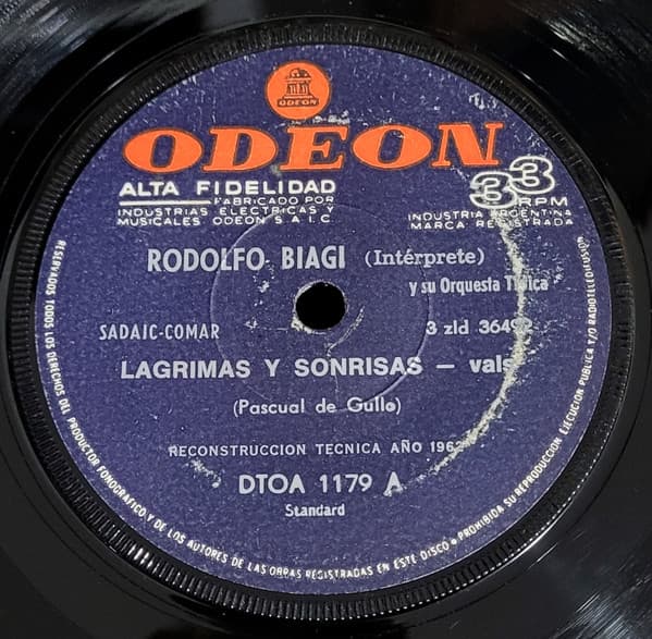 Rodolfo Biagi Y Su Orquesta Típica — Lagrimas Y Sonrisas / El Irresistible