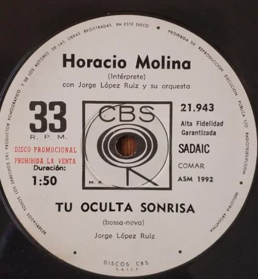 Horacio Molina & Jorge López Ruiz Y Su Orquesta — Tu Oculta Sonrisa - Poema De Amor