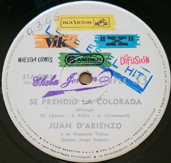 Juan D'Arienzo Y Su Orquesta Típica — Se Prendió La Colorada / Amor De Verano