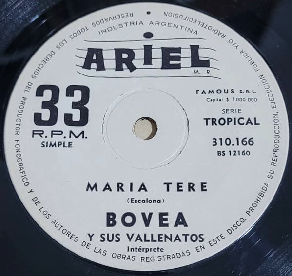 Bovea Y Sus Vallenatos — Maria Tere / La Custodia De Badillo