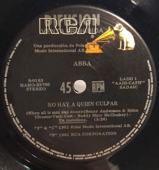 ABBA — No Hay A Quien Culpar (When All Is Said And Done) En Castellano