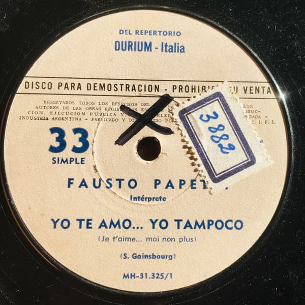 Fausto Papetti — Je T'Aime... Moi Non Plus / Canzone D'amore