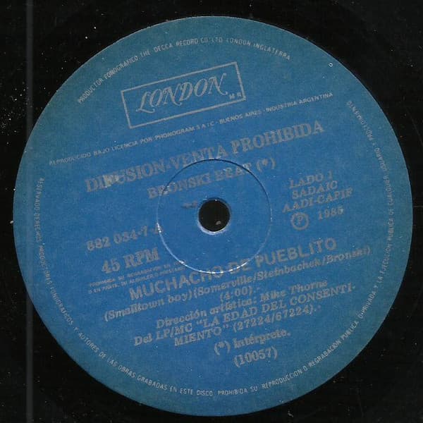 Bronski Beat — Muchacho De Pueblito / Basura