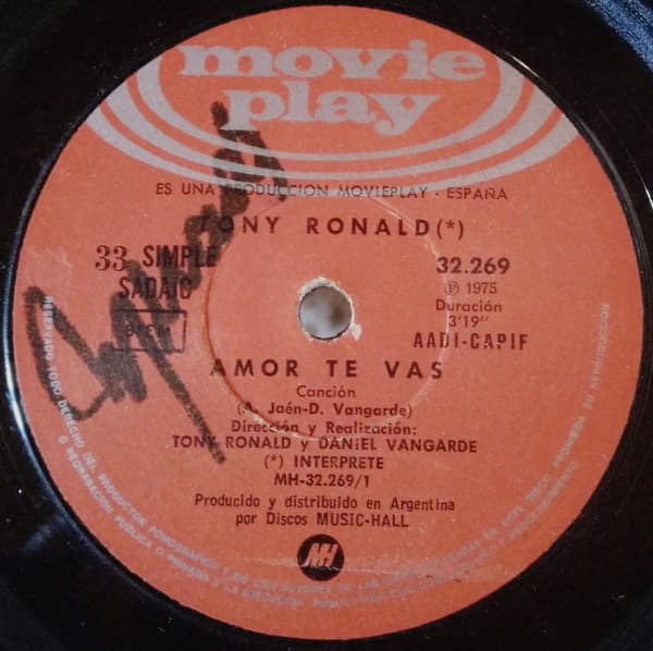 Tony Ronald — Amor Te Vas / Juntos = Together