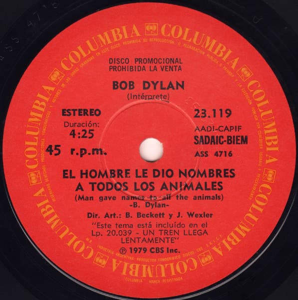 Bob Dylan — El Hombre Le Dio Nombres A Todos Los Animales