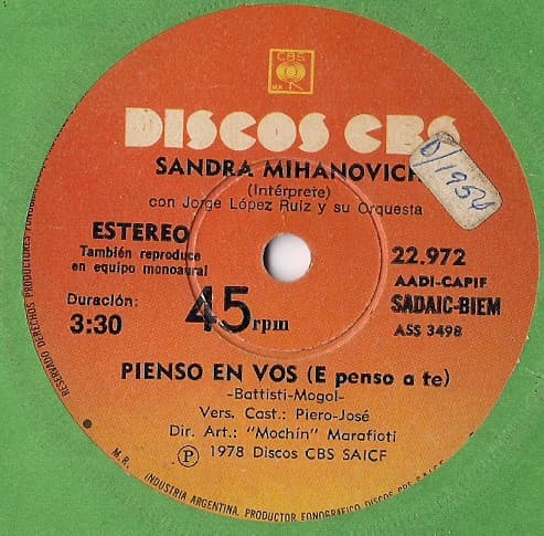 Sandra Mihanovich — Pienso En Vos = E Penso A Te
