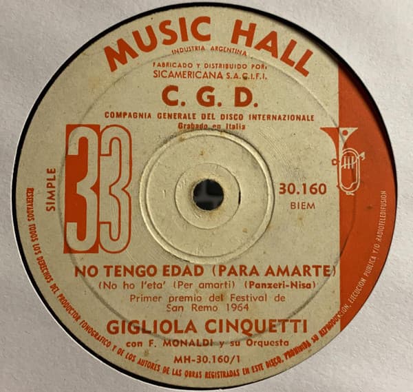 Gigliola Cinquetti — No Tengo Edad (Para Amarte) = Non Ho L'Età (Per Amarti)