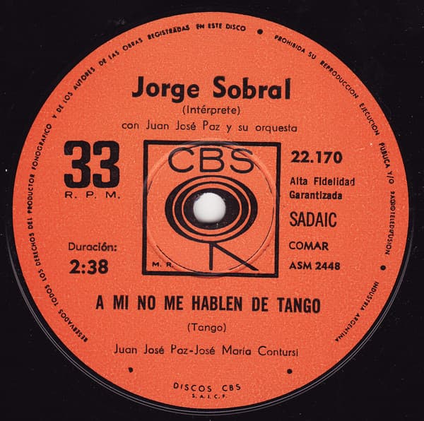 Jorge Sobral — A Mi No Me Hablen De Tango