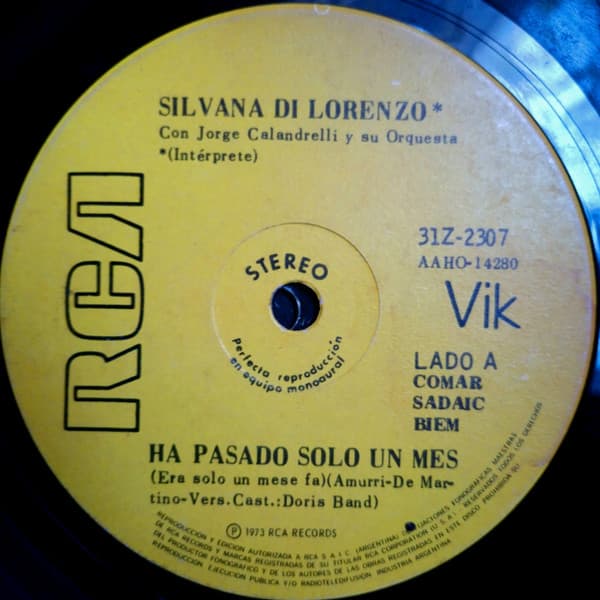 Silvana Di Lorenzo & Jorge Calandrelli Y Su Orquesta — Ha Pasado Solo Un Mes/Me Muero Por Estar Contigo