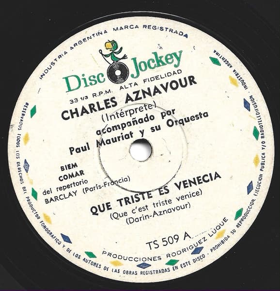 Charles Aznavour — Que Triste Es Venecia / Te Bastaba Mi Amor
