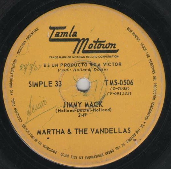 Martha & The Vandellas — Jimmy Mack / El Dedo De La Alianza