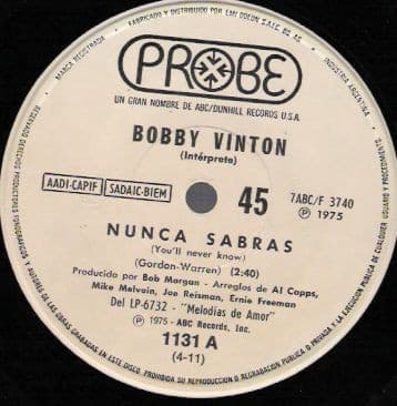 Bobby Vinton — Nunca Sabrás / Quiero Pasar Mi Vida Contigo