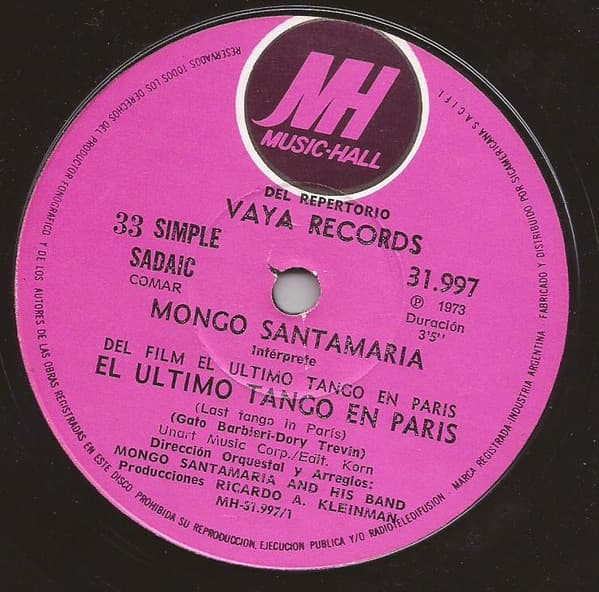 Mongo Santamaria — El Ultimo Tango En Paris