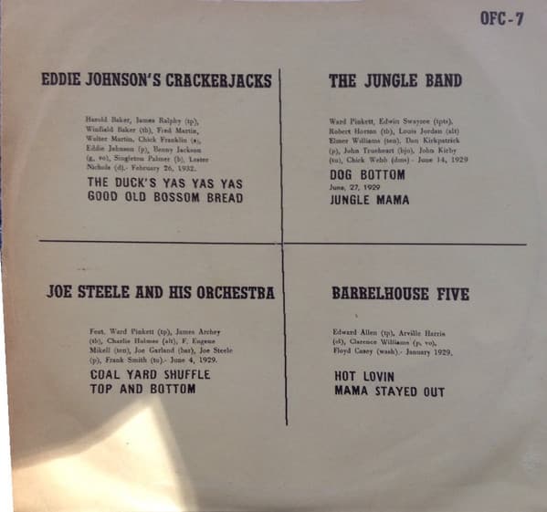 Various — Eddie Johnson, Joe Steele, The Jungle Band, Barrelhouse Five
