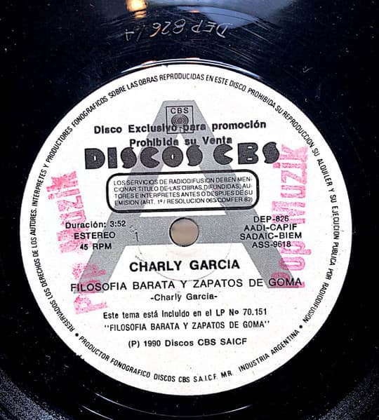 Charly Garcia — Filosofia Barata Y Zapatos De Goma